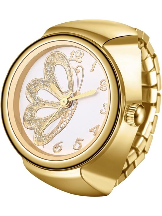 Other - Unisex All Gold Analog Quartz Plated Elastic Butterfly Simple Finger Ring Watch